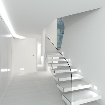 Białe schody drewniane