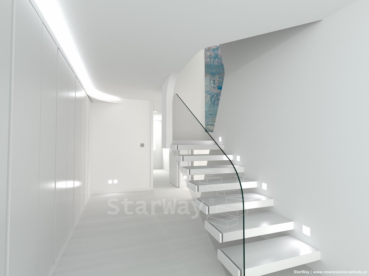 Białe schody drewanie